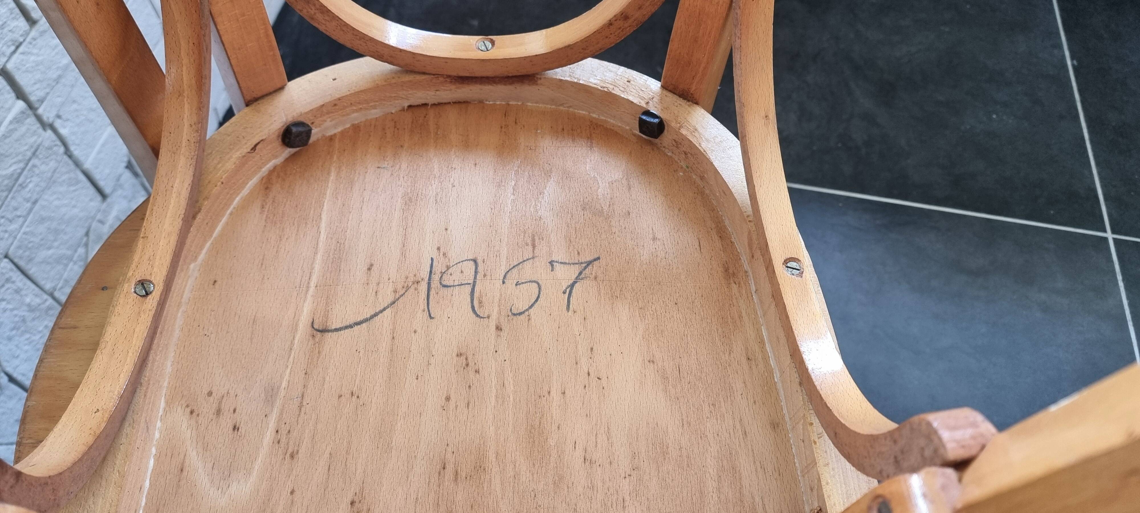 Set of 4 bistro chairs by A. Cartier, 1957