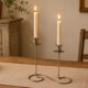 Vintage double candlestick in chrome metal – Spiral design