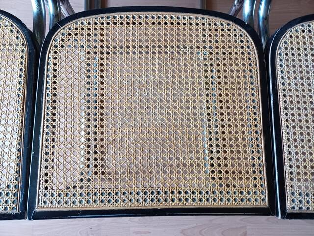 Set of 5 B32 Cesca chairs black lacquer by Marcel Breuer 80s Made in Italy