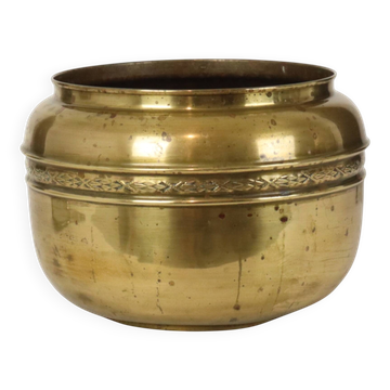 Large French Brass Repoussé Cache-pot / Planter, 25 cm