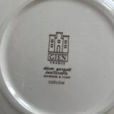 Set of 12 flat plates in Gien earthenware, Ludlow model, chic countryside dining.