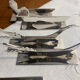 12 silver-plated metal knife rests Art Deco Yorel