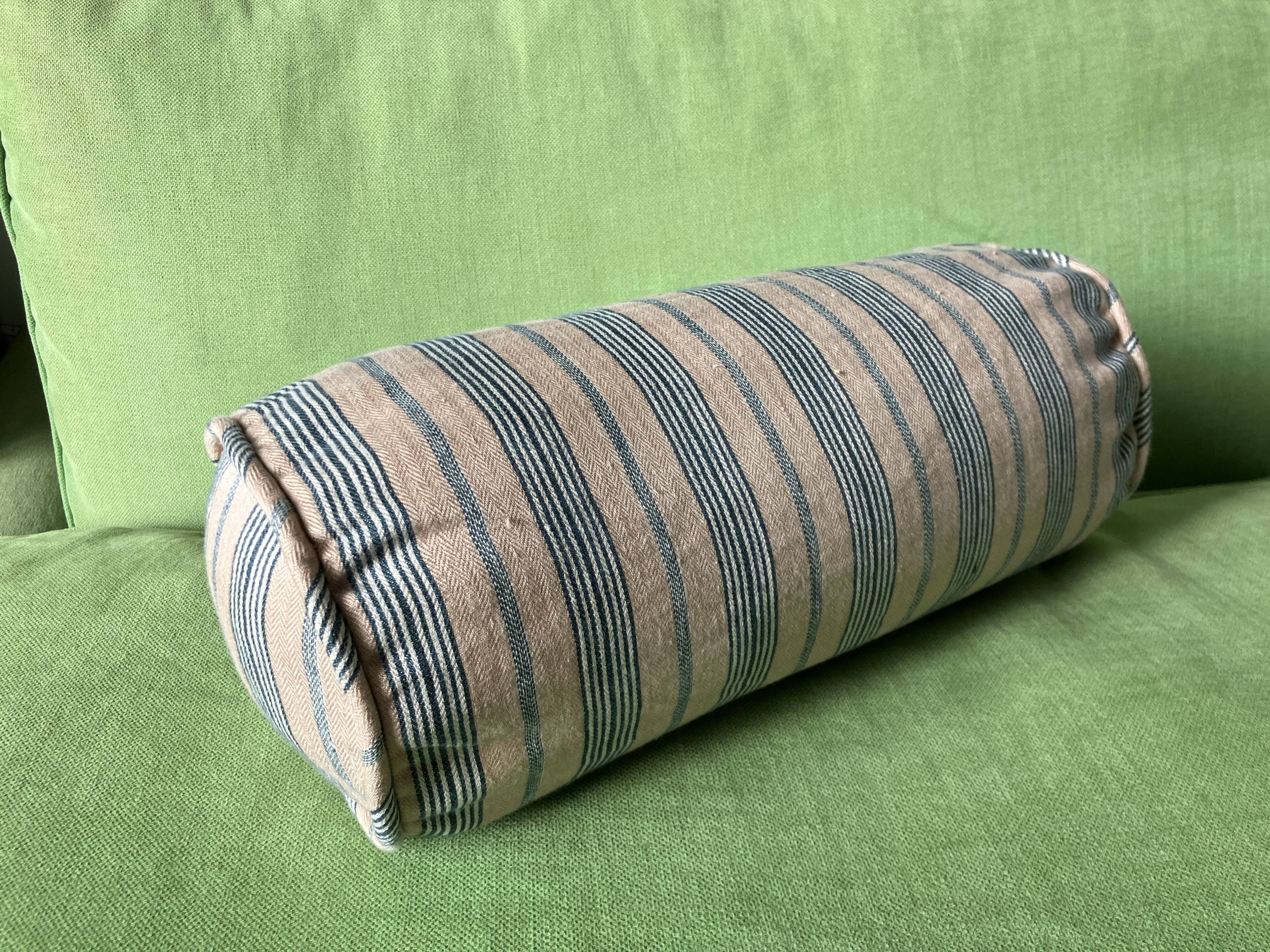Striped linen cushion