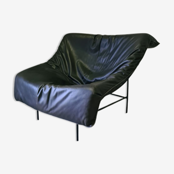 Black leather butterfly lounge chair by Gerard van den Berg for Montis, Netherlands 1980s
