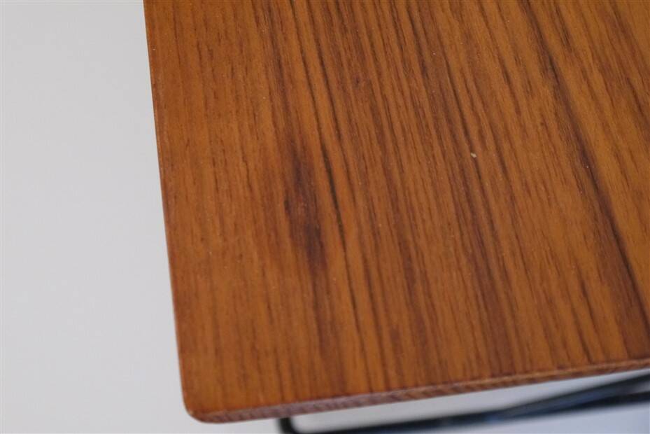 Pair of hanging bedside tables in teak and metal, 1960