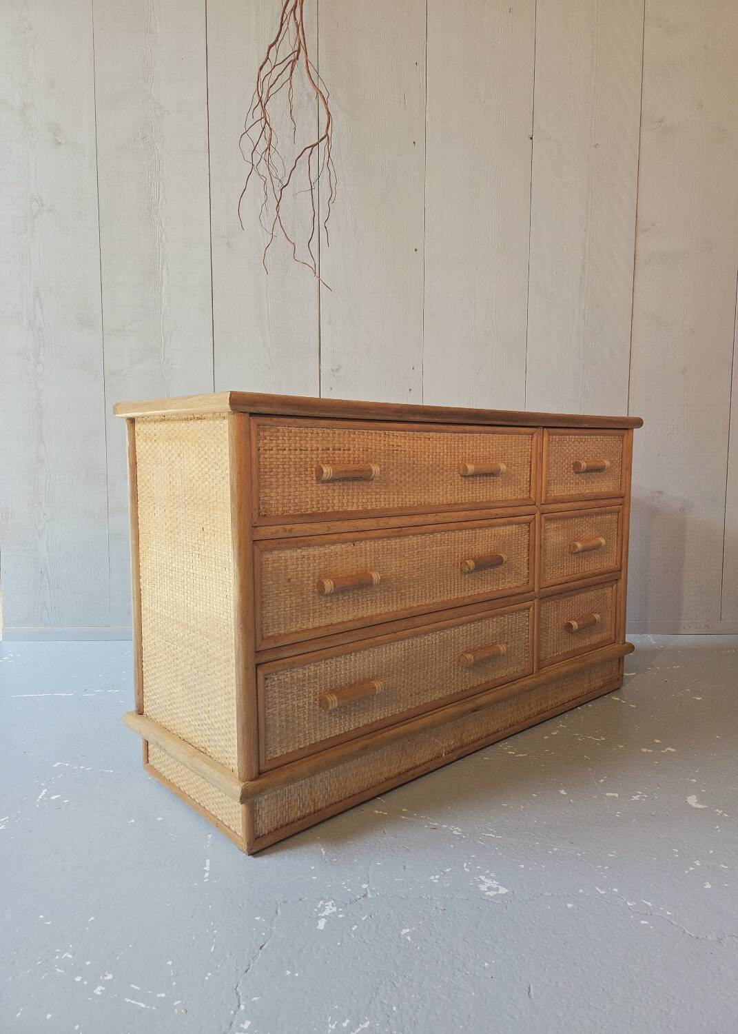 Rattan chest of drawers
