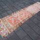 Colorful Vintage Runner Rug, Soft Pink Handmade Hallway Carpet, 82x334 Cm