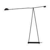 Floor lamp made from black painted metal with balancing arm