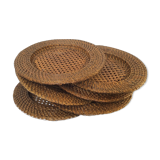 Six rattan under-plates, basketry, wicker