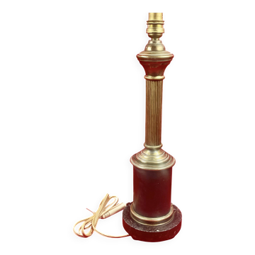 Grand pied de lampe laiton et marbre vintage 41 cm haut de douille