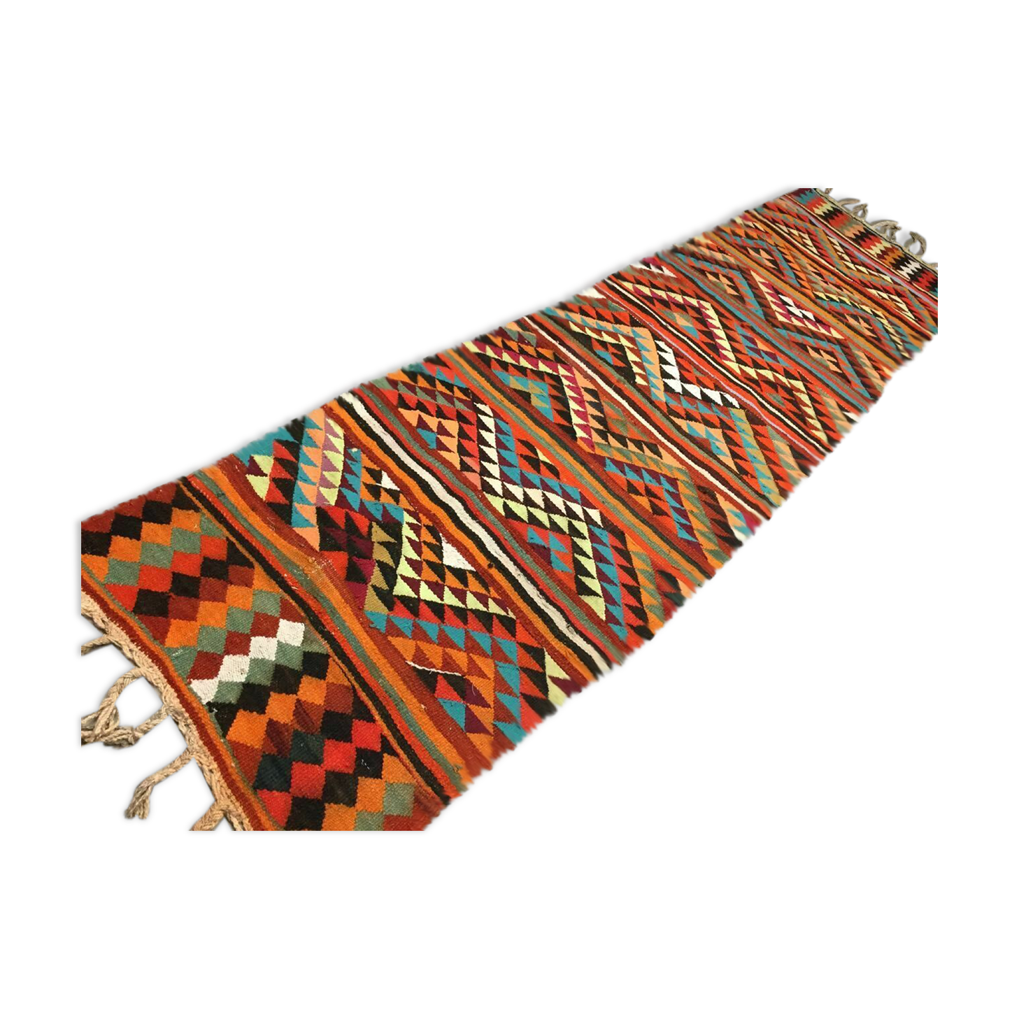 Old turkish narrow kilim runner 320x85 cm