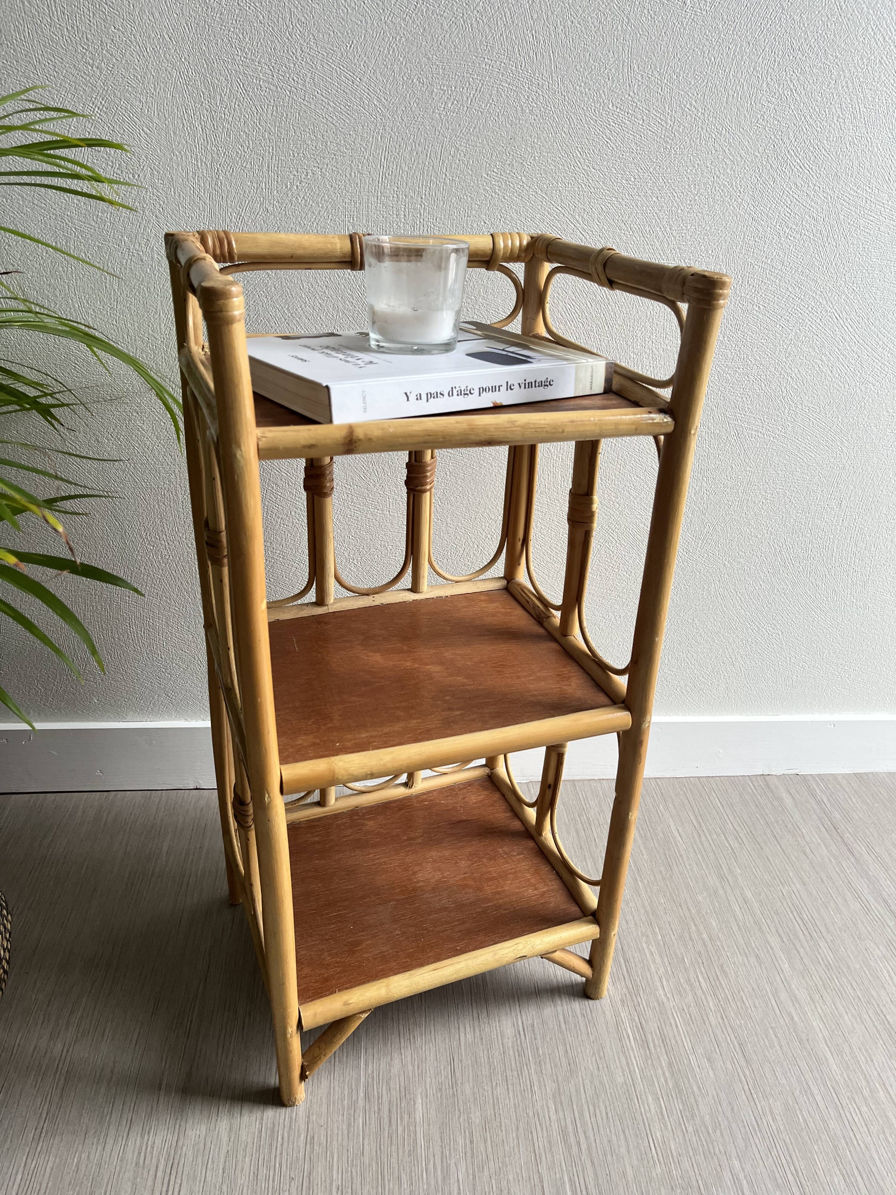 Vintage rattan bedside shelf