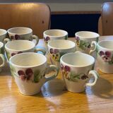 10 tasses barbotine, pensées