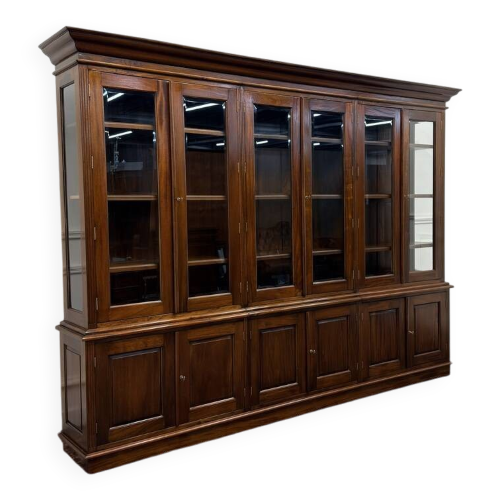 Large English Bookcase with Glass Doors