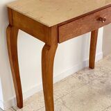 Vintage wood and marble console desk