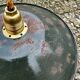 Old industrial black and white vintage enameled sheet metal pendant light