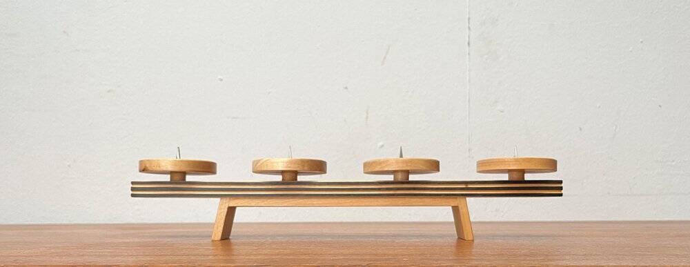 Mid-century wooden candlestick, 1960s