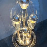 Spherical chrome and glass planetary floor lamp from the mid-century German space age by Doria Leuchten, 1960s.