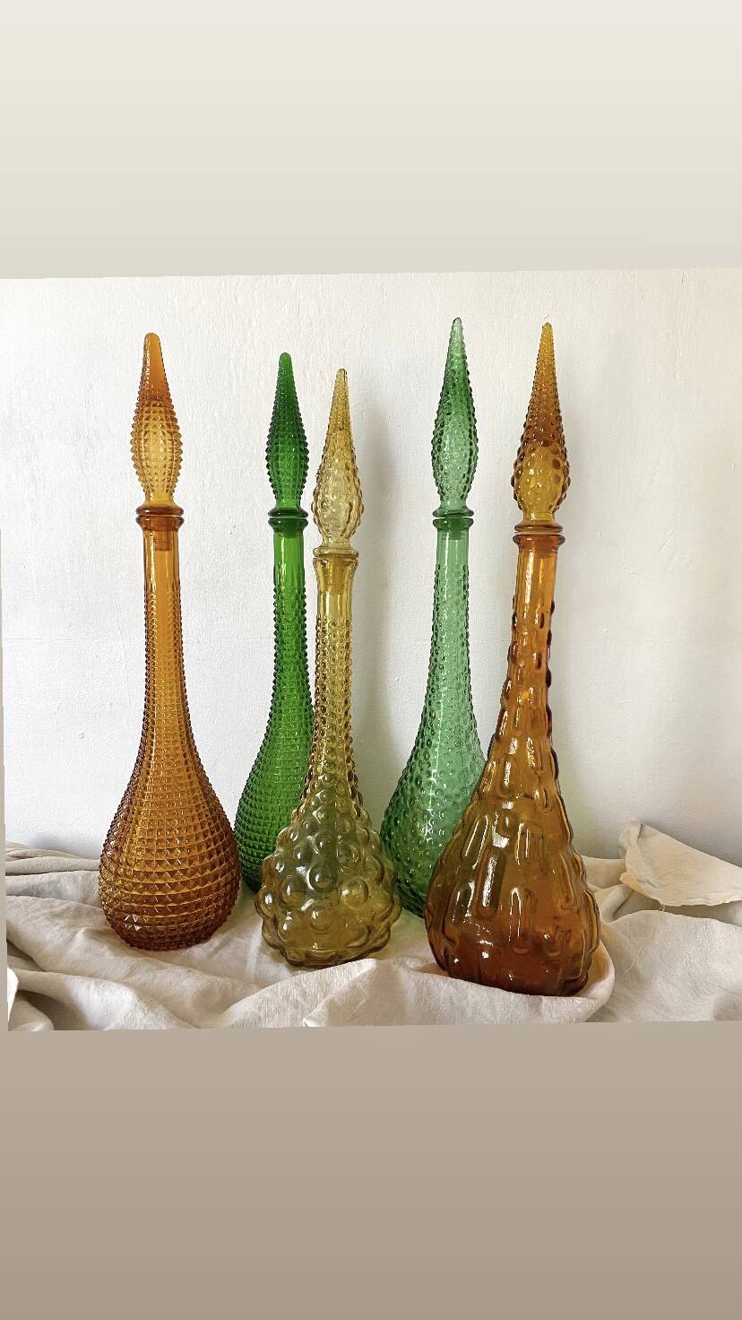 Carafe italienne Empoli pointes diamant 1970