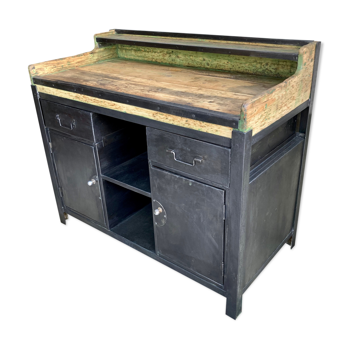 Workbench in metal and wood