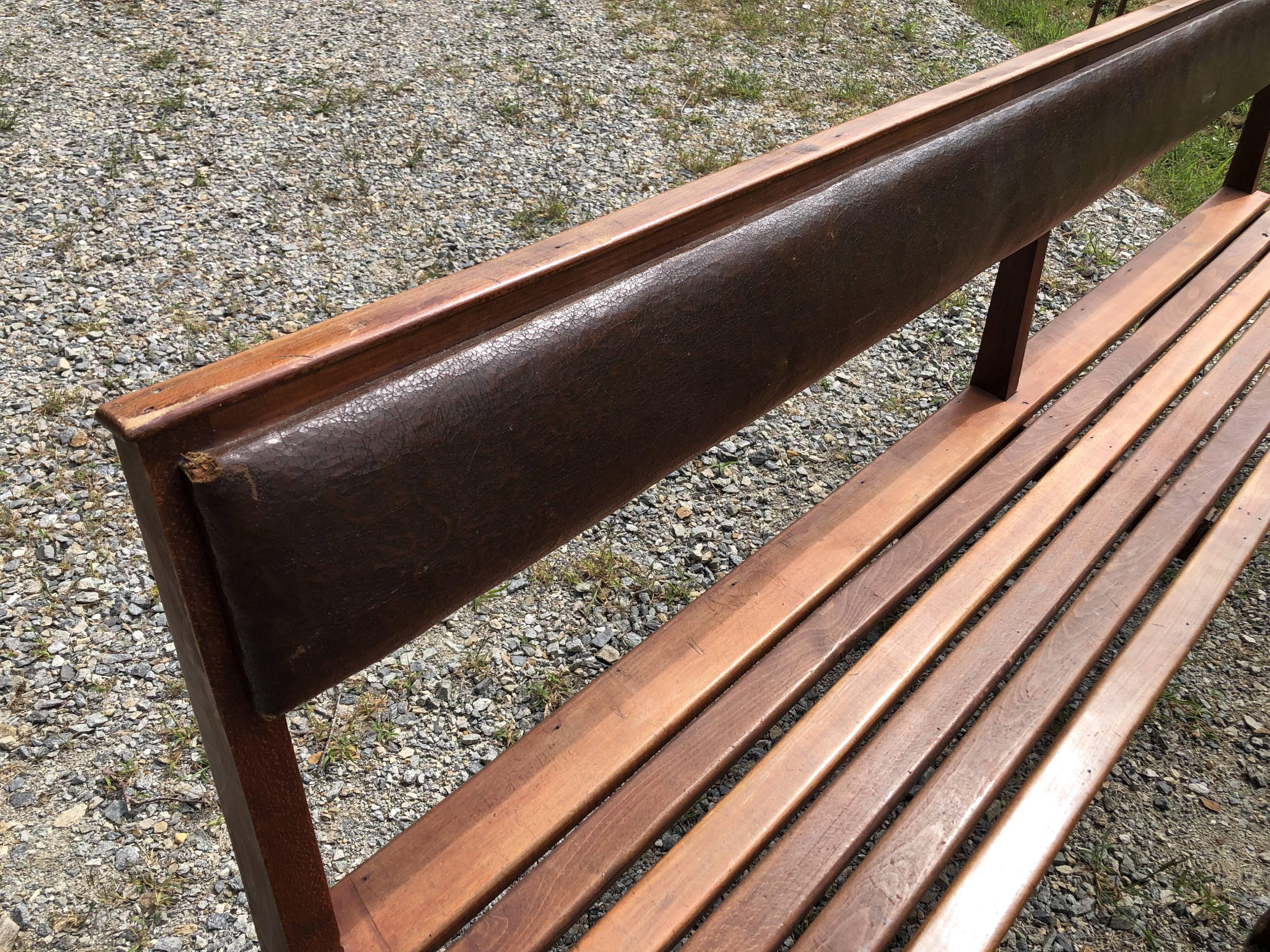 Duo of vintage church benches in solid beech
