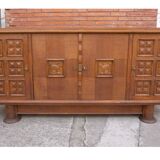 Brutalist art deco solid oak sideboard
