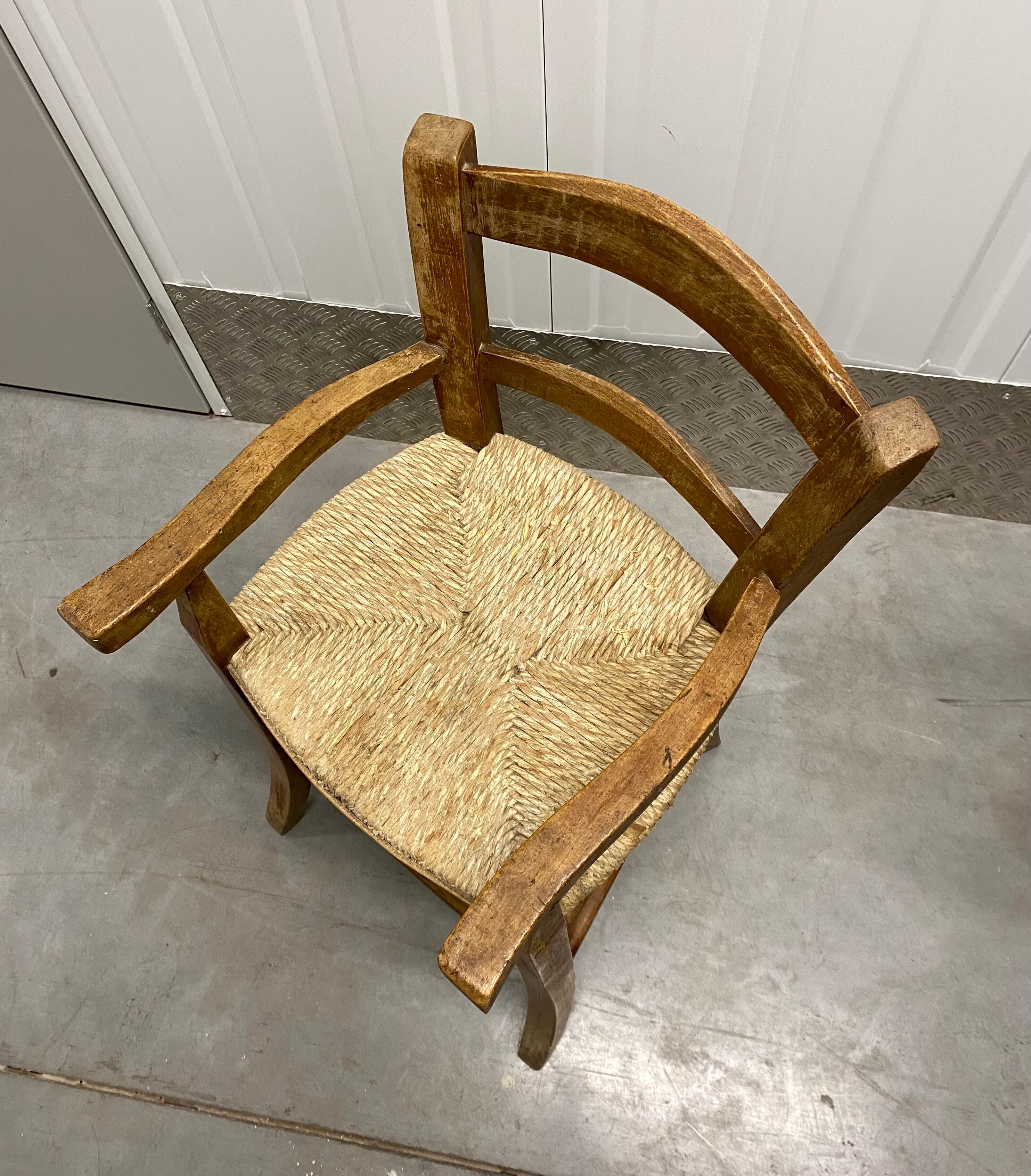 Wooden children's high chair and mulched seat