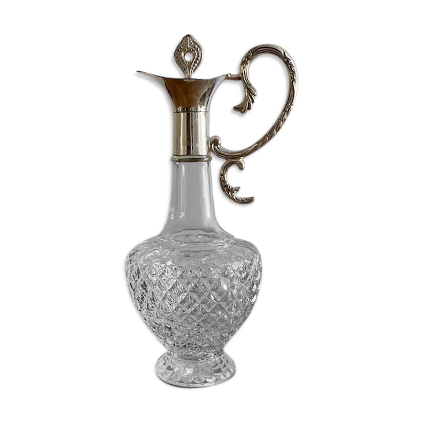 Glass and silver metal ewer