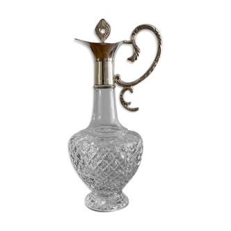 Glass and silver metal ewer