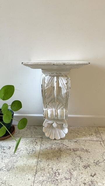 White Patinated Wall Console Shelf