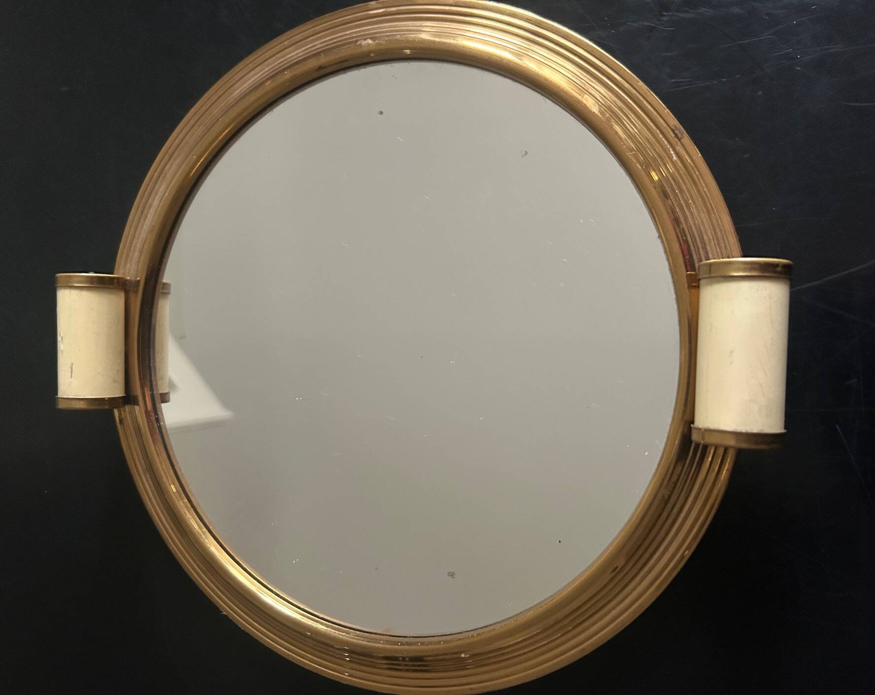 Art Deco mirror and brass tray