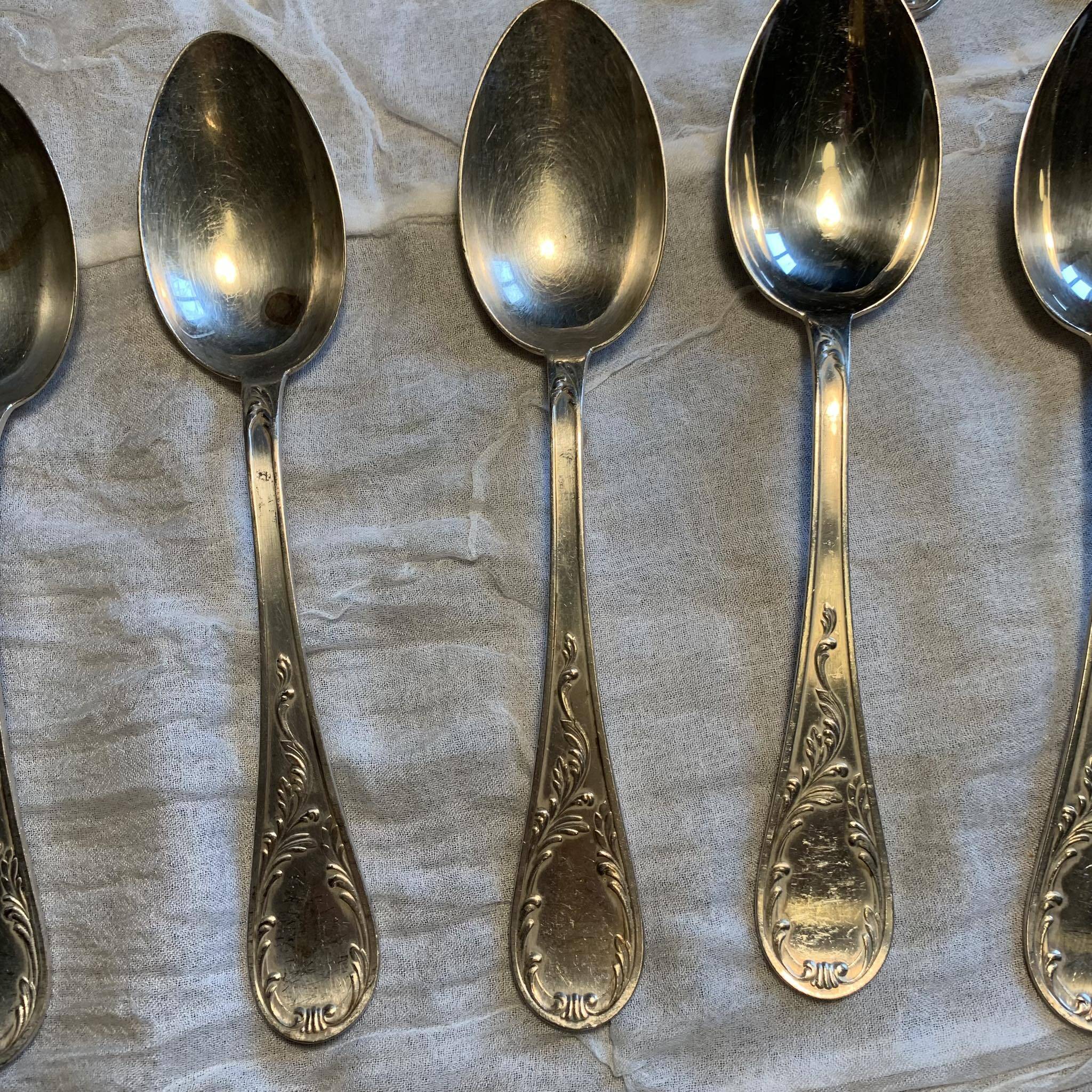 Set of hallmarked silver-plated spoons and forks