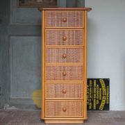 Vintage chest of drawers, Maugrion rattan weekly organizer for Roche Bobois