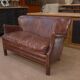 Small Vintage Bench Sofa Studded Leather Sofa 1970s