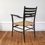 Vintage straw armchair Enrico Delmonte 1960