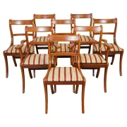 Vintage Yew Wood Dining Chairs, Set of 8