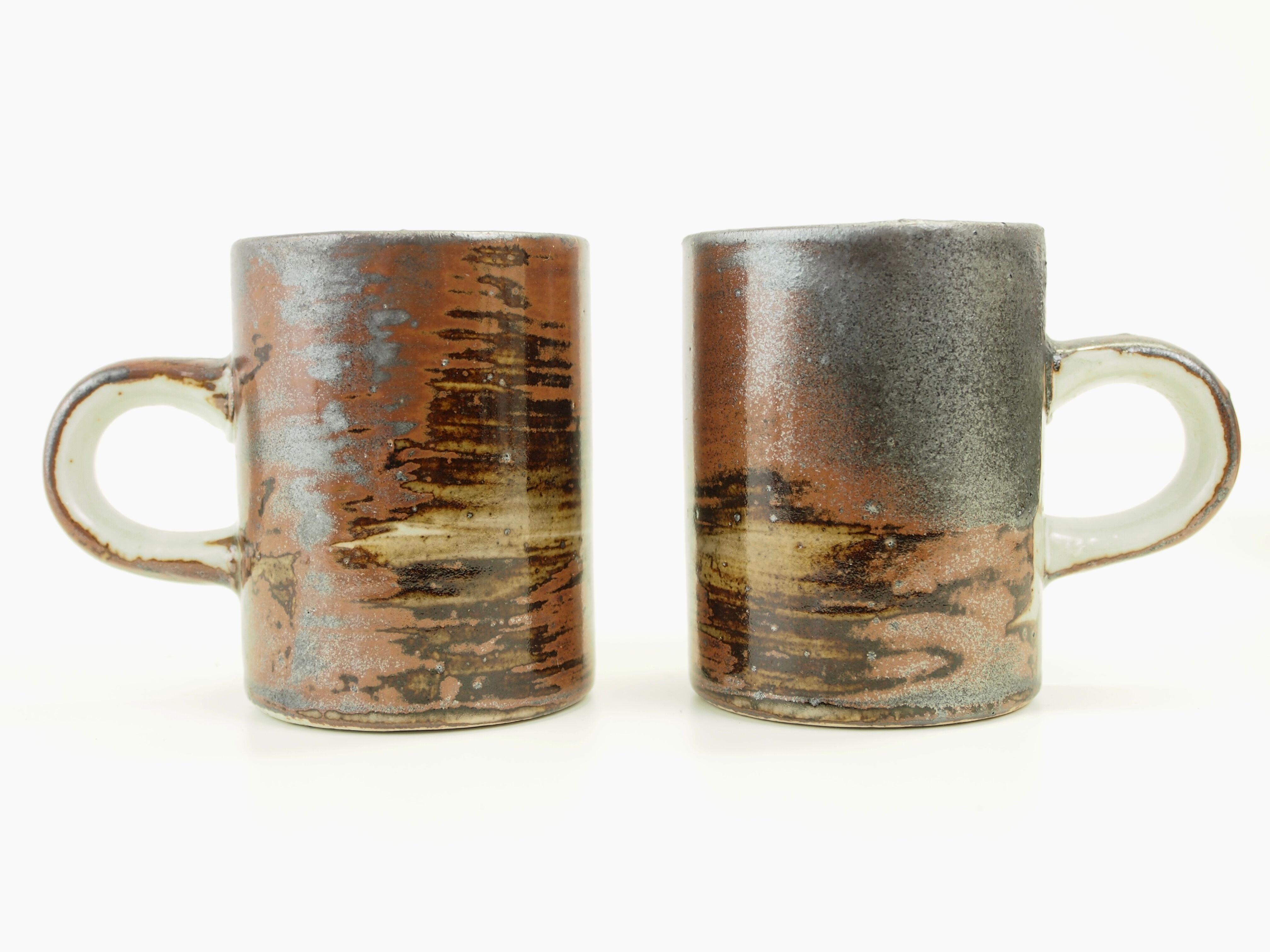 Lot of 4 espresso cups and 4 sub cups in Japanese "Raku" style