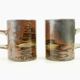 Lot of 4 espresso cups and 4 sub cups in Japanese "Raku" style