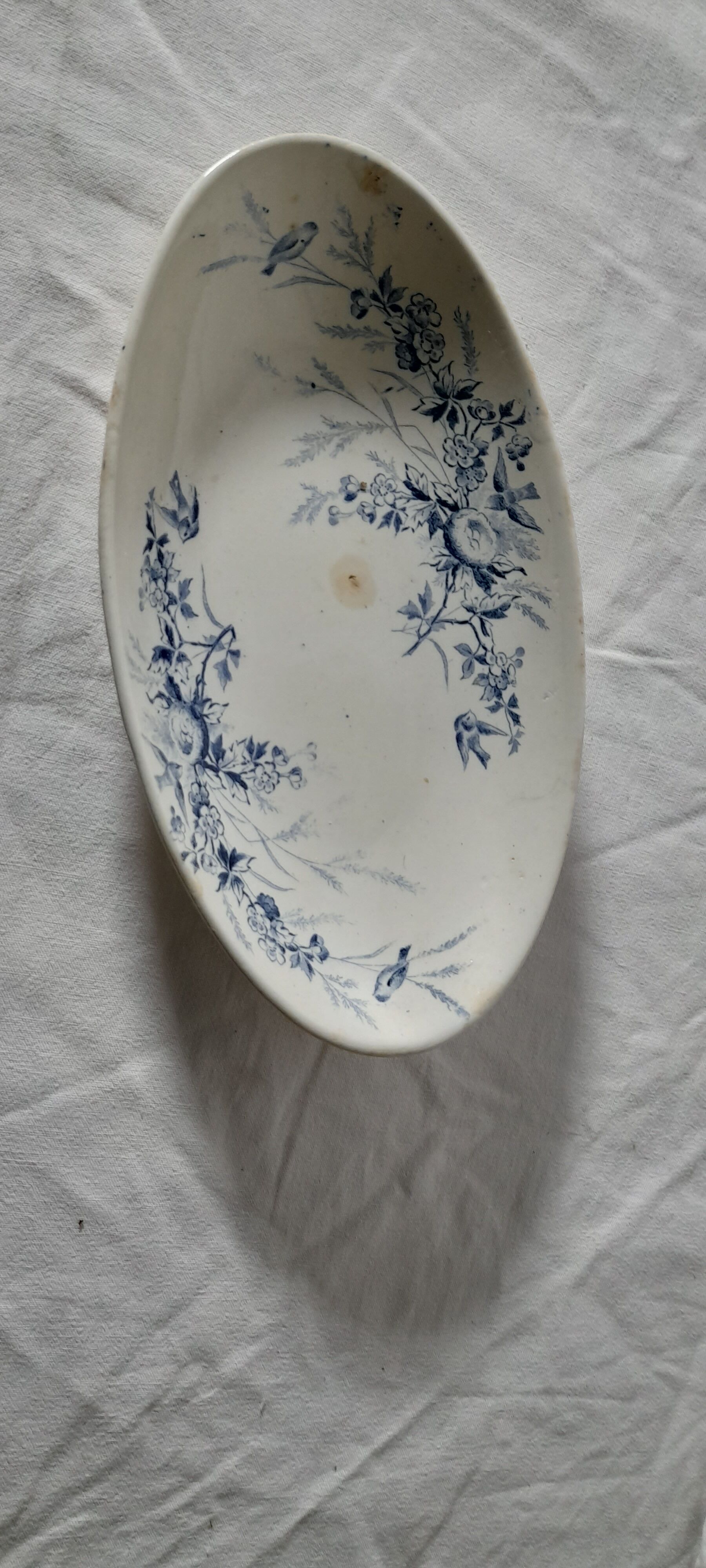 Oval ravier n ° 2 earthen Creil Montereau late nineteenth L 24 cm