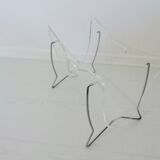 Magazine rack for Roche Bobois in plexiglass and chromed metal, 1970