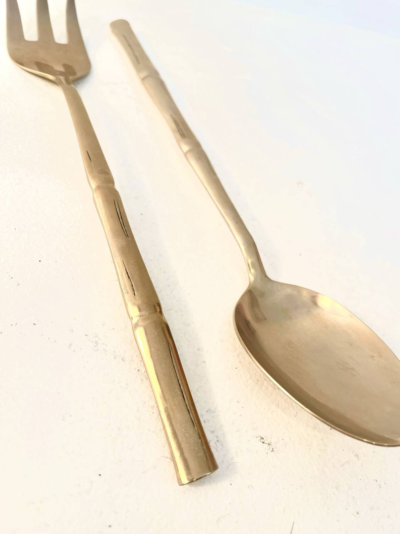 Couvert de service vintage, bambou doré, Hollywood Regency - circa 197