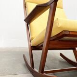 Mid-century Danish rocking chair set with footrest by Poul Volther for Frem Røjle, 1960s.