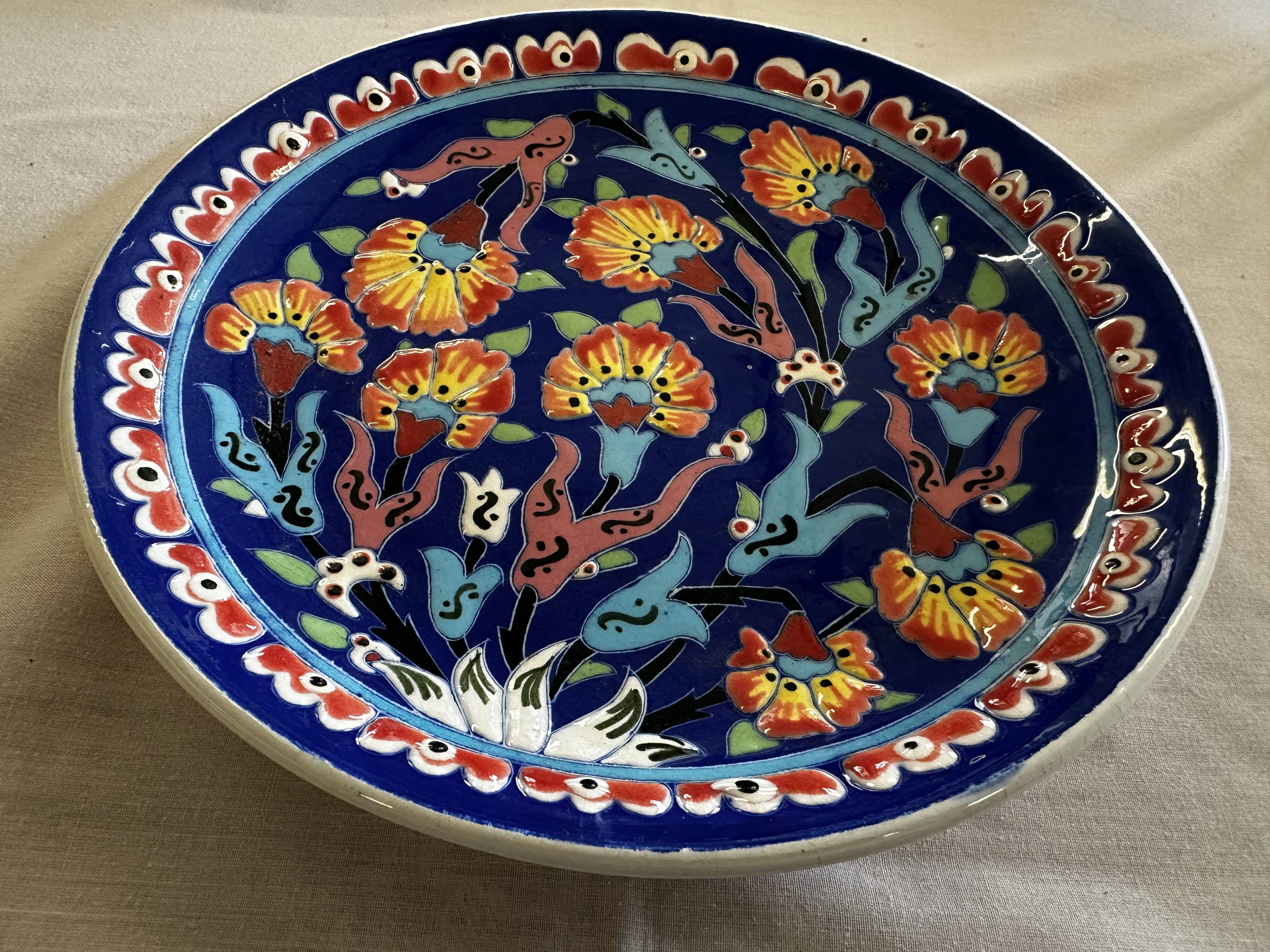 Kuthaya Decorative Plate Turkish Ceramic Handmade Diameter 23 cm