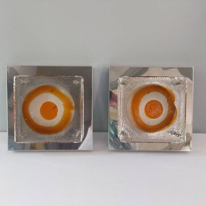 Pair of Italian Mazzega glass wall lights