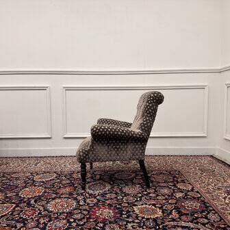 Set of Chesterfield armchairs velvet pattern grey