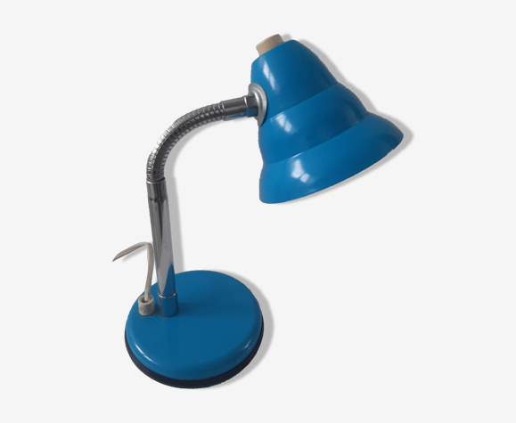 Lampe à poser en metal bleu vintage