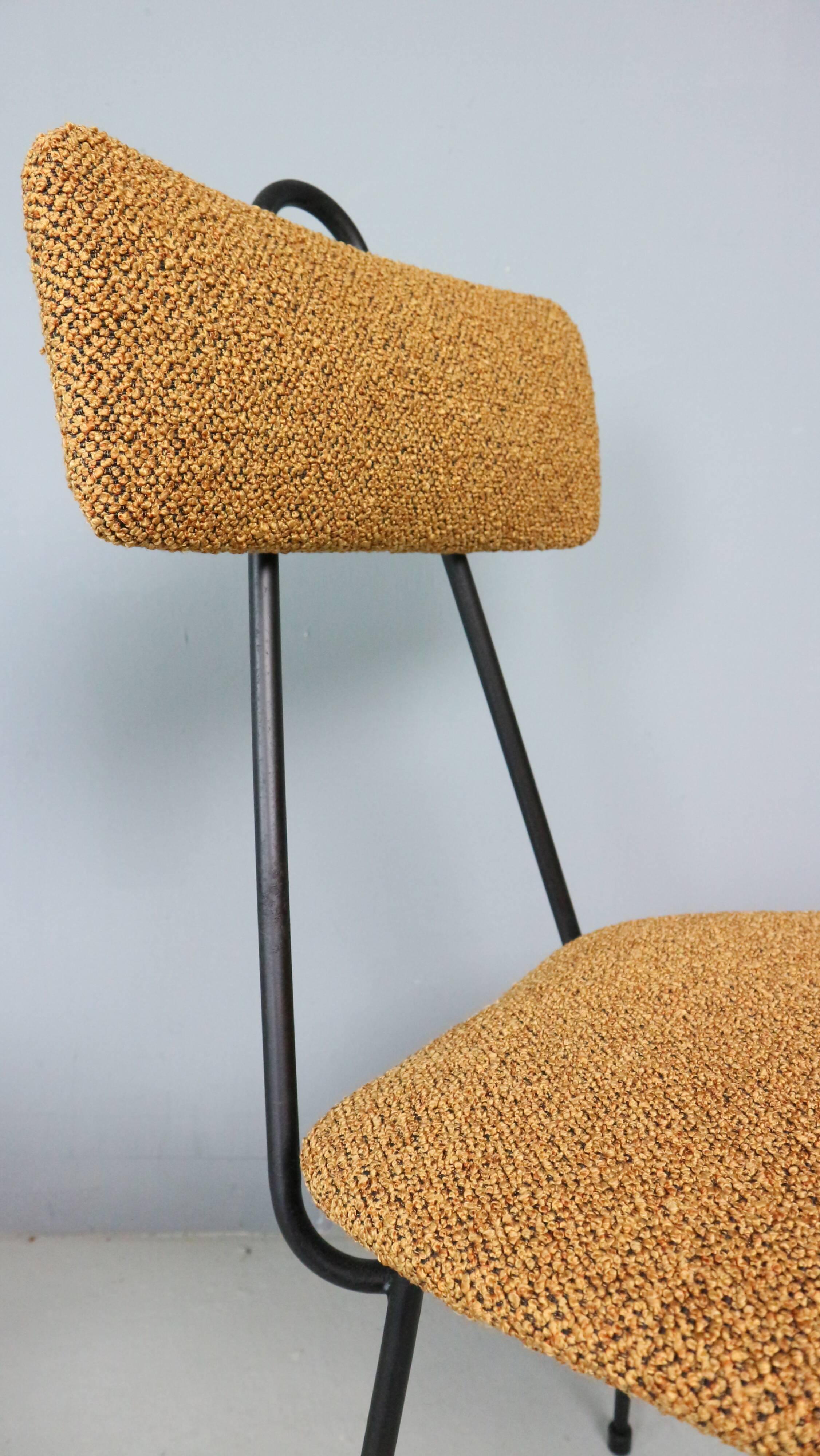Set of 4 Italian dining chairs newly upholstered 1950s