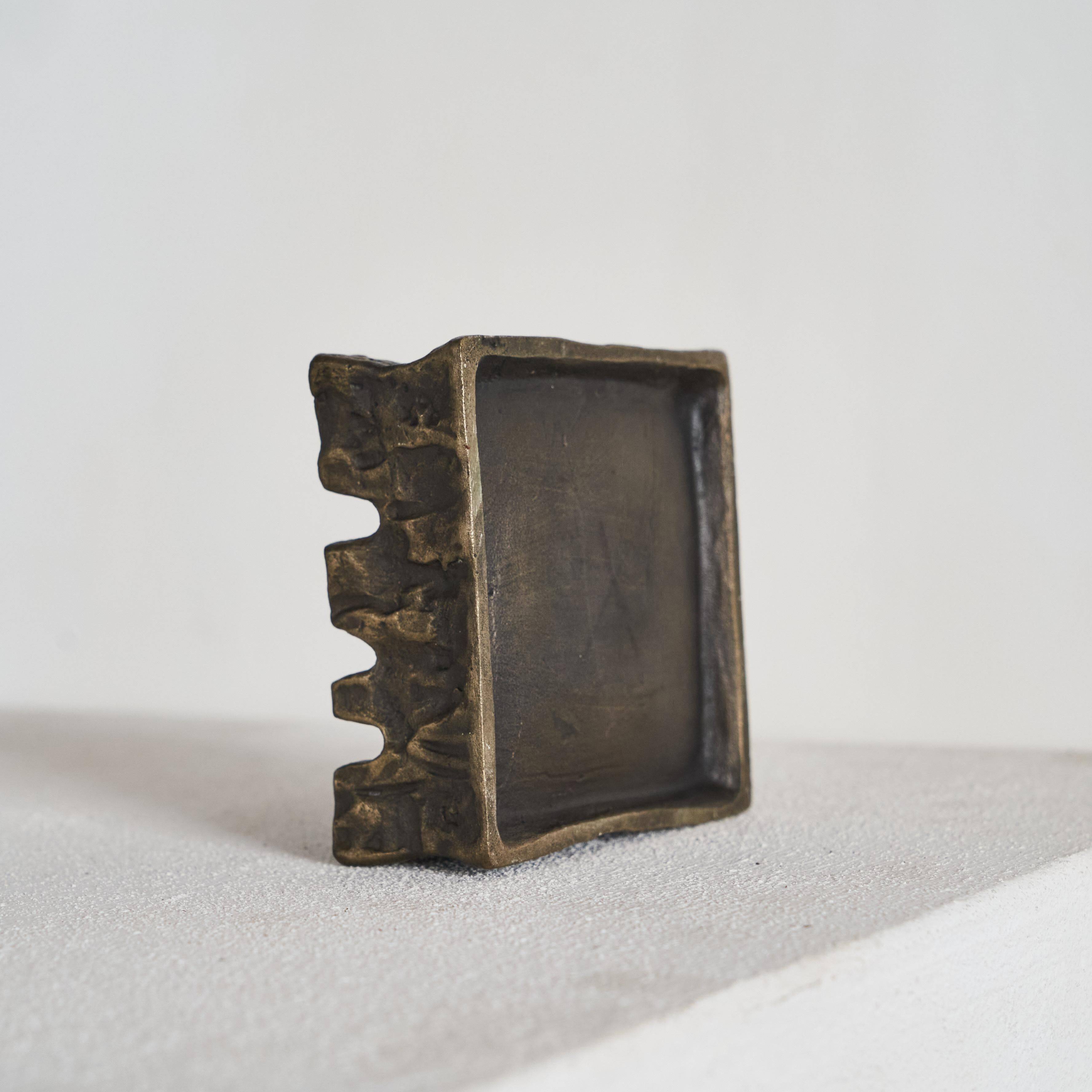 Bronze catchall in Brutalist style from the 1960s.