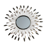 Vintage French metal sun mirror, 52 cm