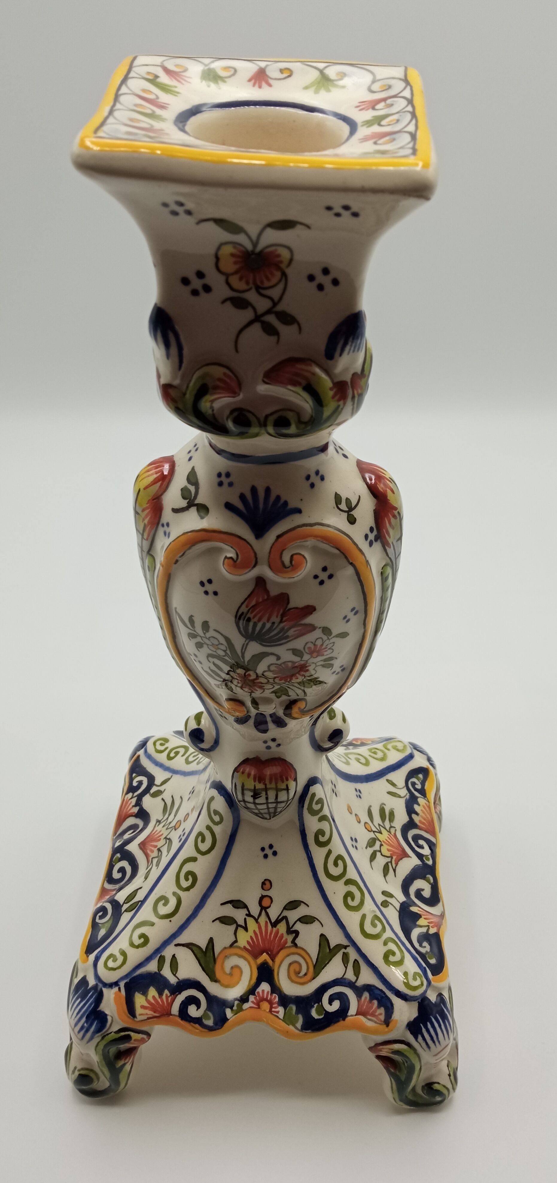 Pair of candlesticks in faience